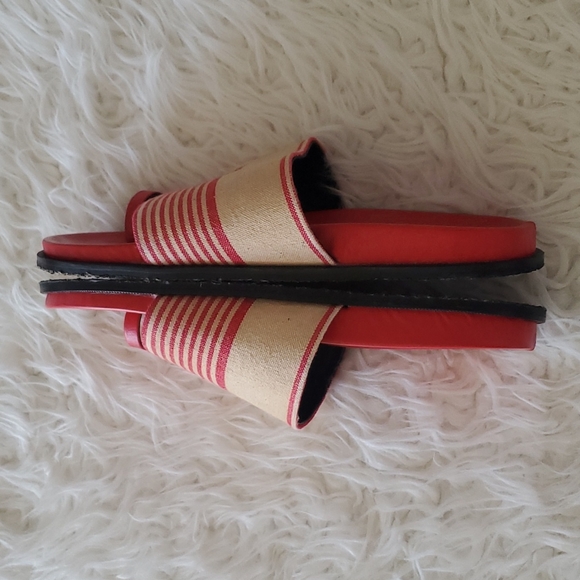 P025  Free People Saylor Footbed Sandal Slip-on Red Multi-Color Size 40 - Picture 6 of 12